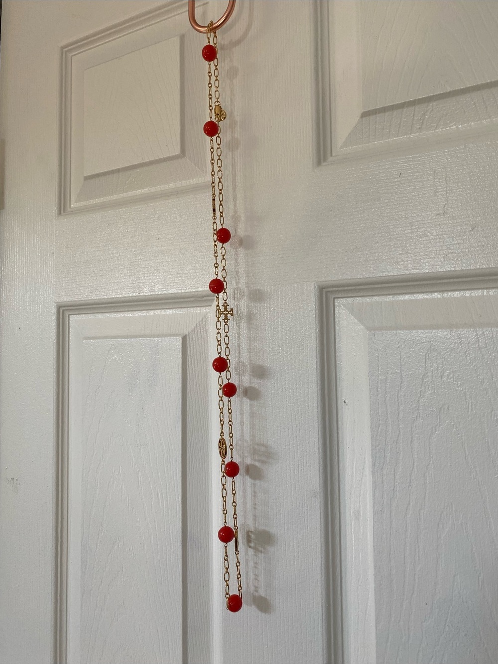 Tory Burch Gold-Tone Necklace with deep orange Beads